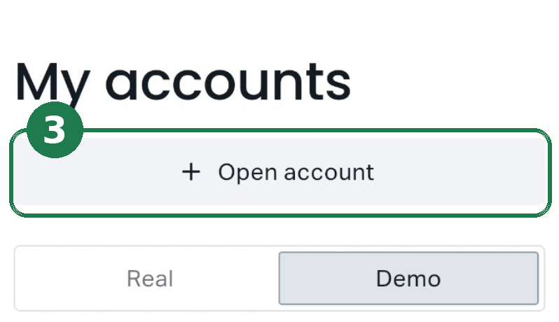 ③ ที่ “My accounts” แตะ “Open account”
